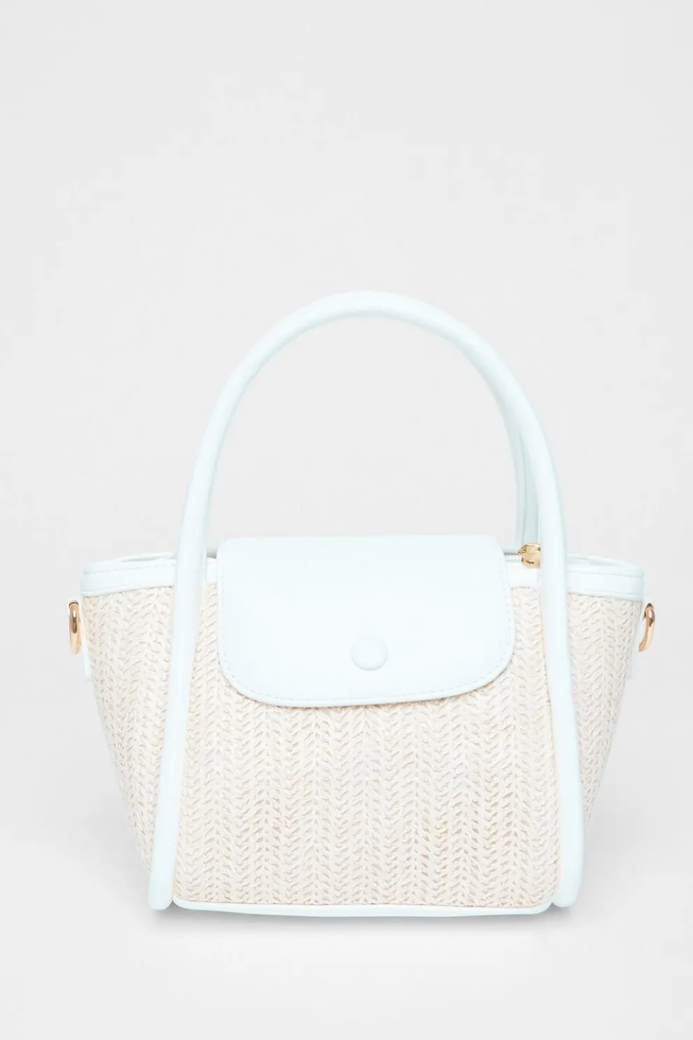 White Raffia Top Handle Bag