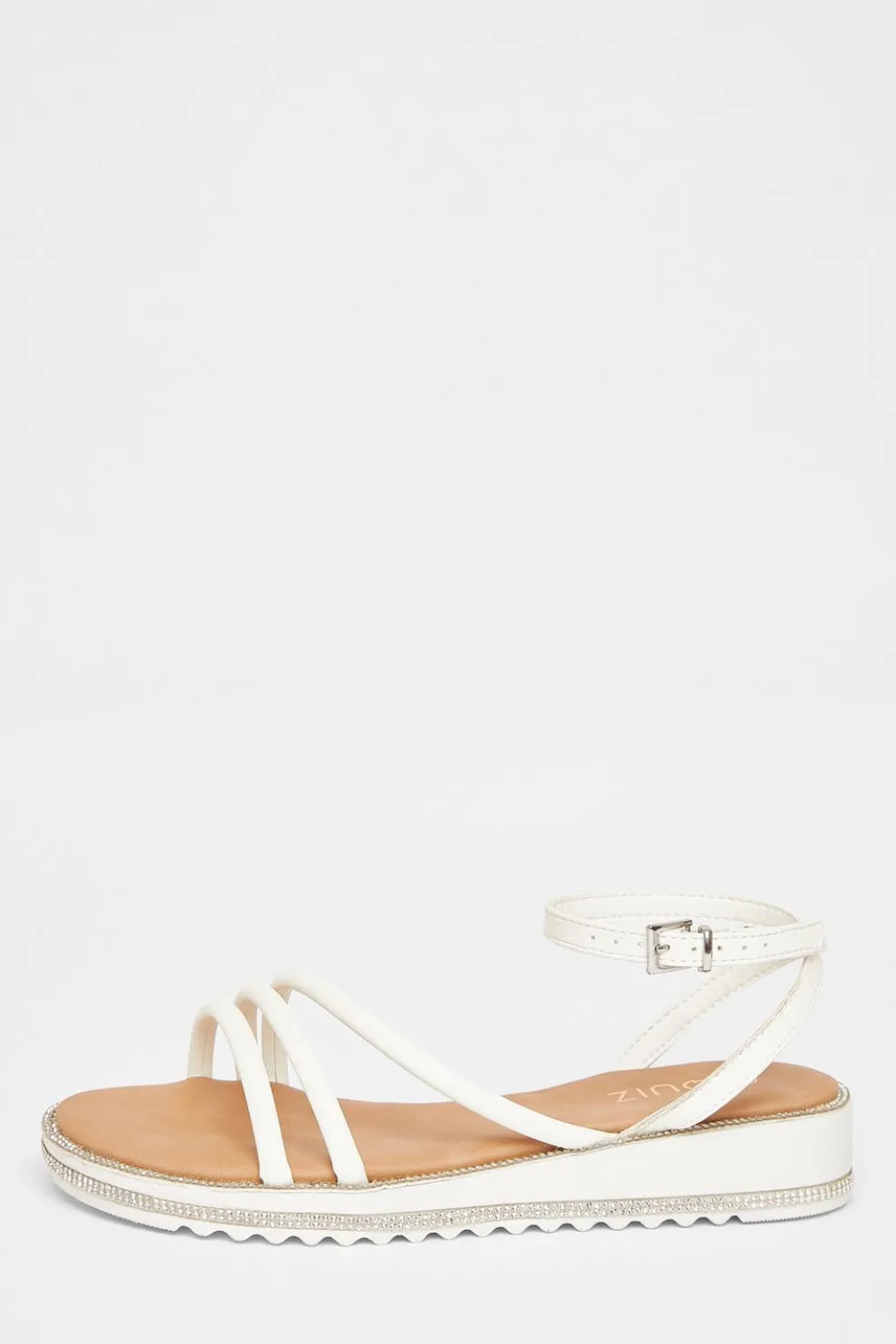 White Strappy Flat Sandals