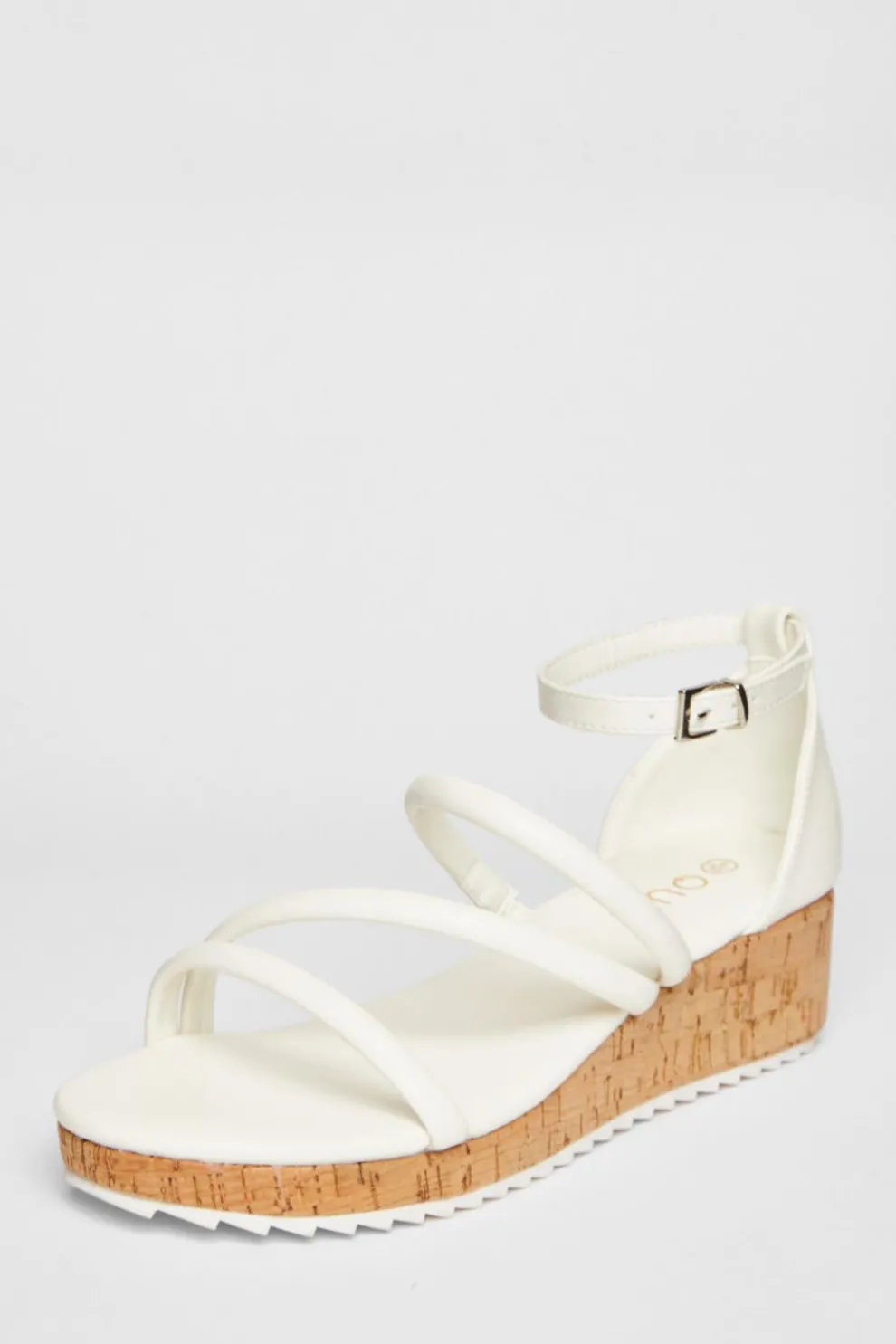 White Strappy Low Wedges