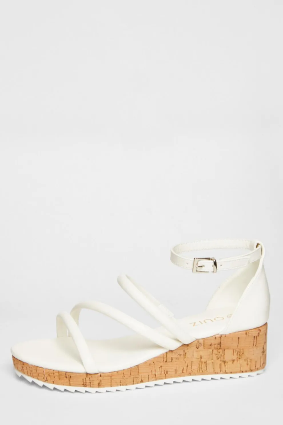White Strappy Low Wedges