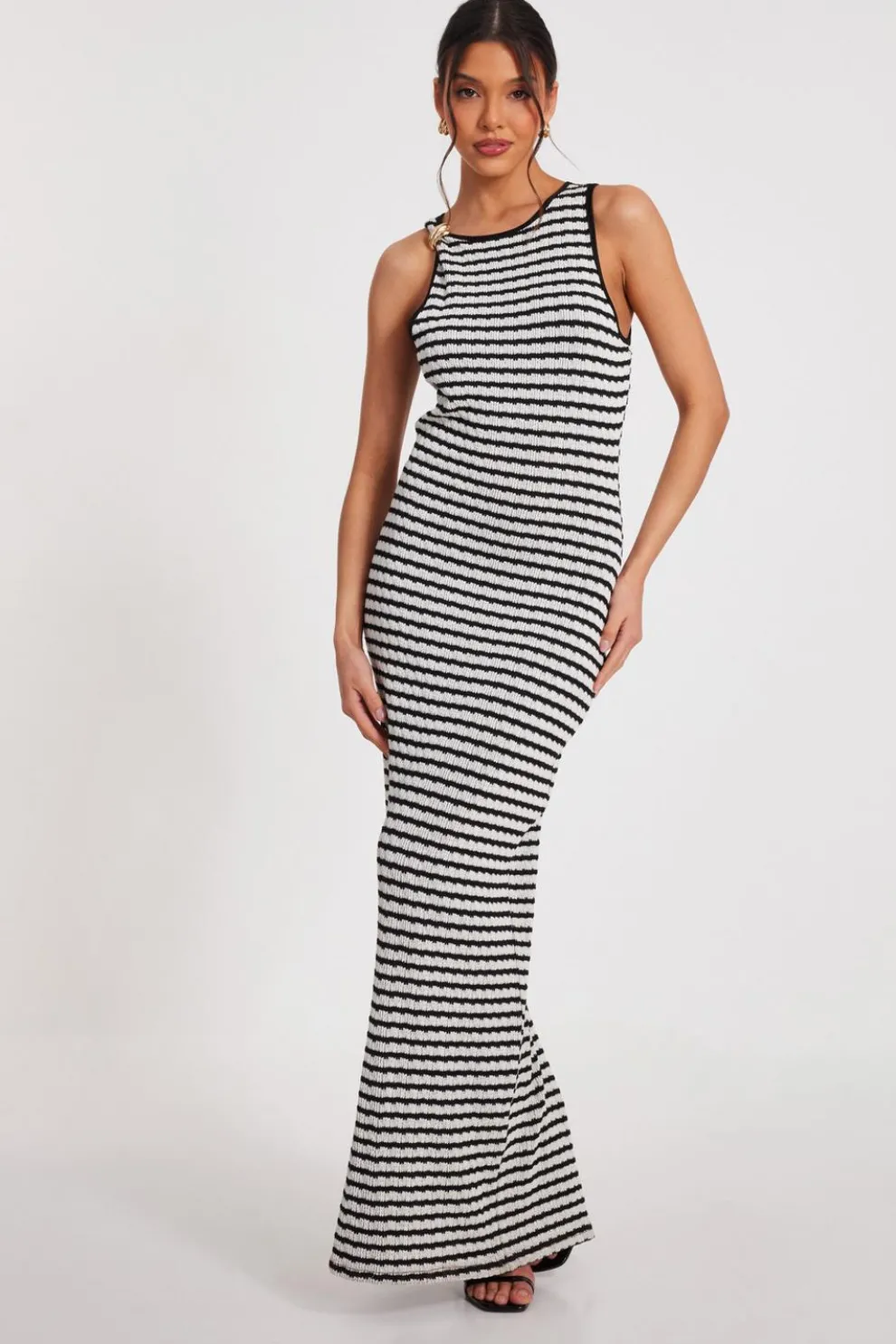 White Stripe Midaxi Dress