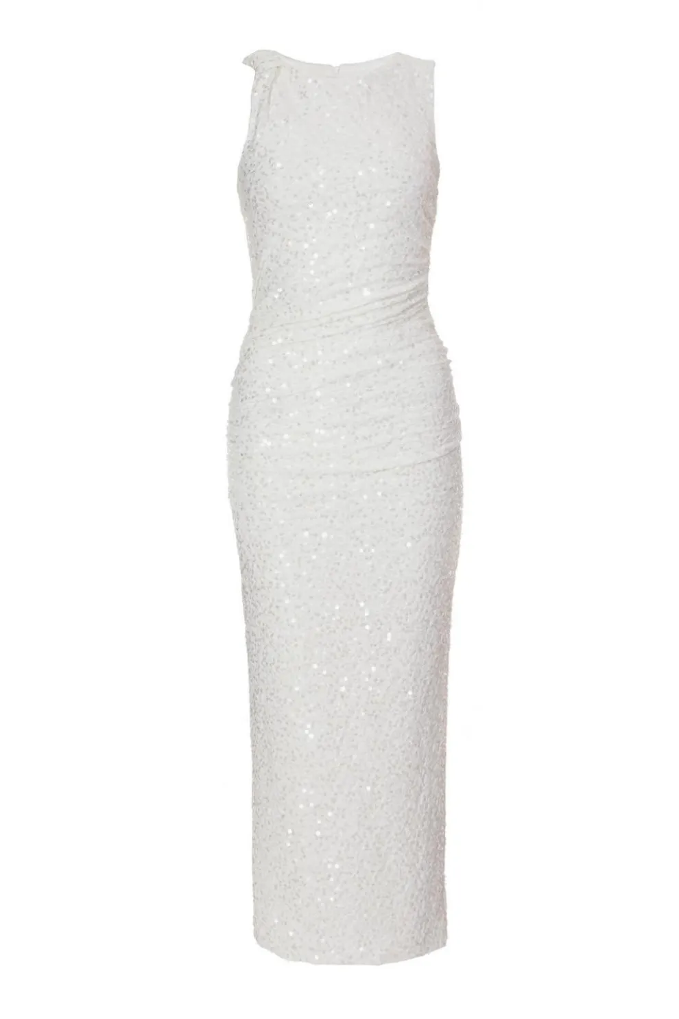 White Textured Sequin Midaxi Dress