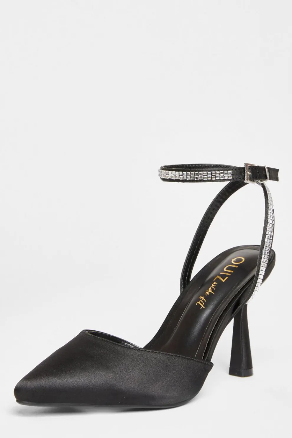 Wide Fit Black Satin Court Heels