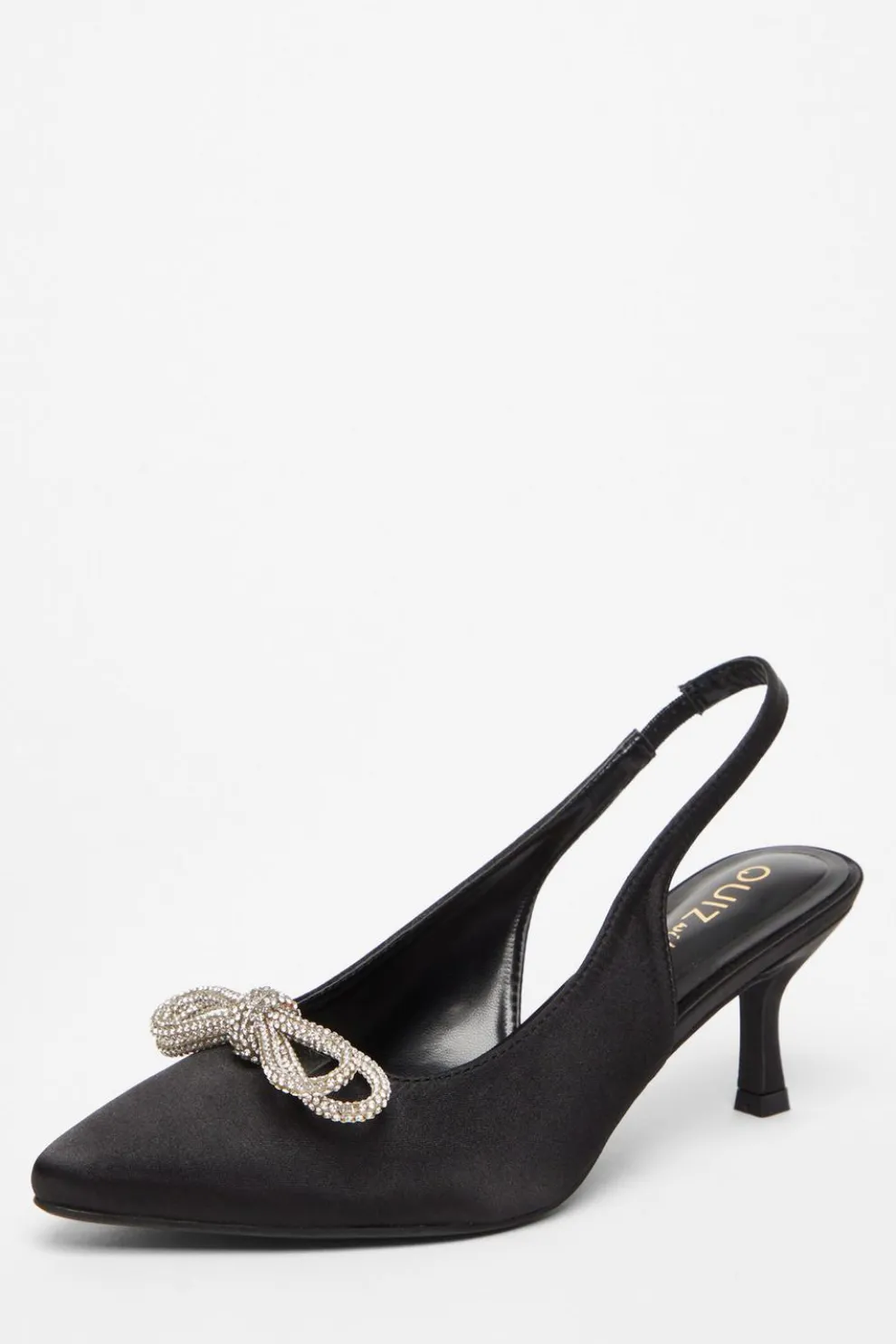Wide Fit Black Slingback Court Heels