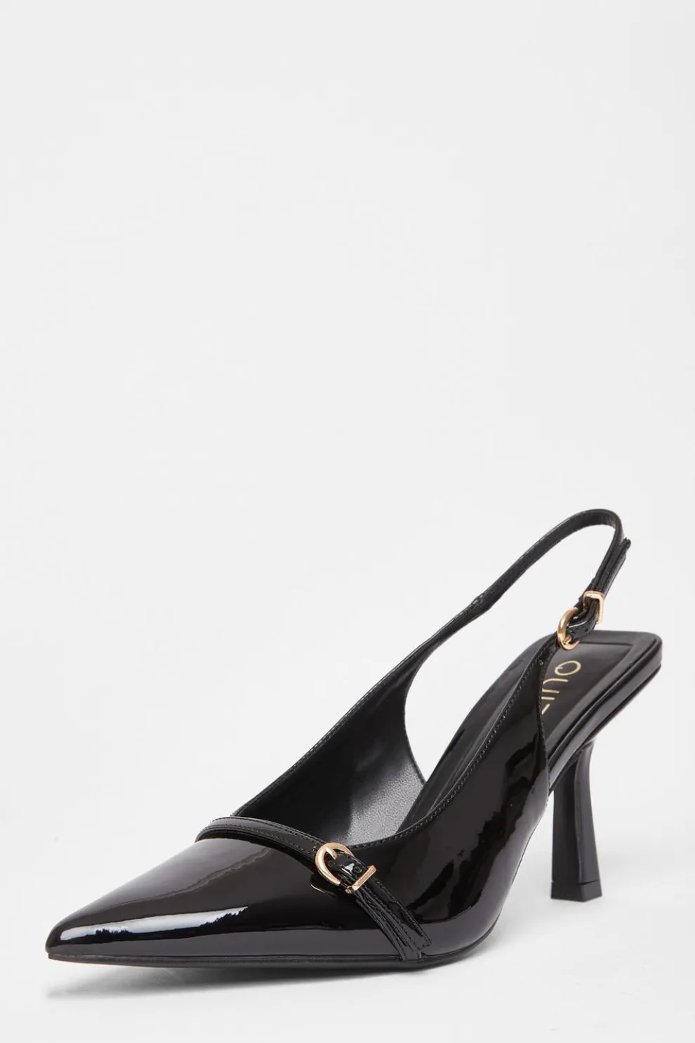 Wide Fit Black Slingback Court Heels