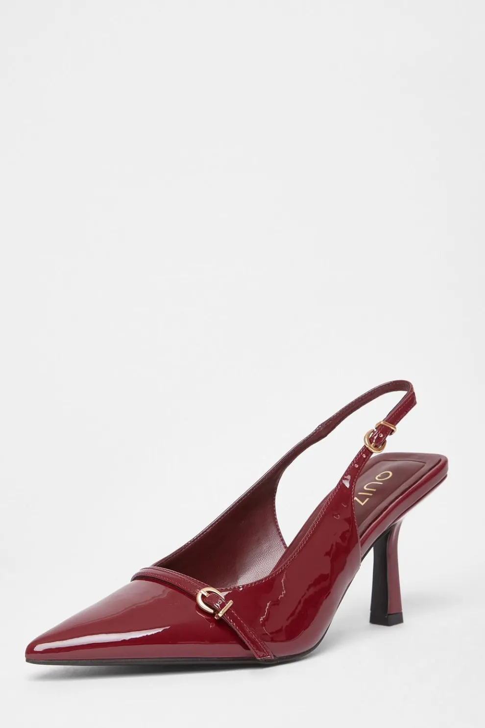 Wide Fit Dark Red Slingback Court Heels
