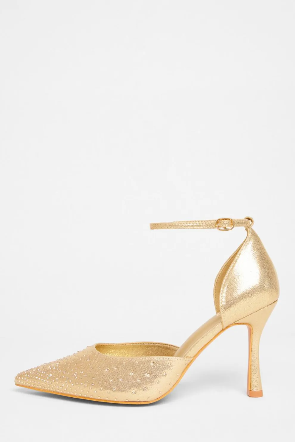 Wide Fit Gold Diamante Court Heels