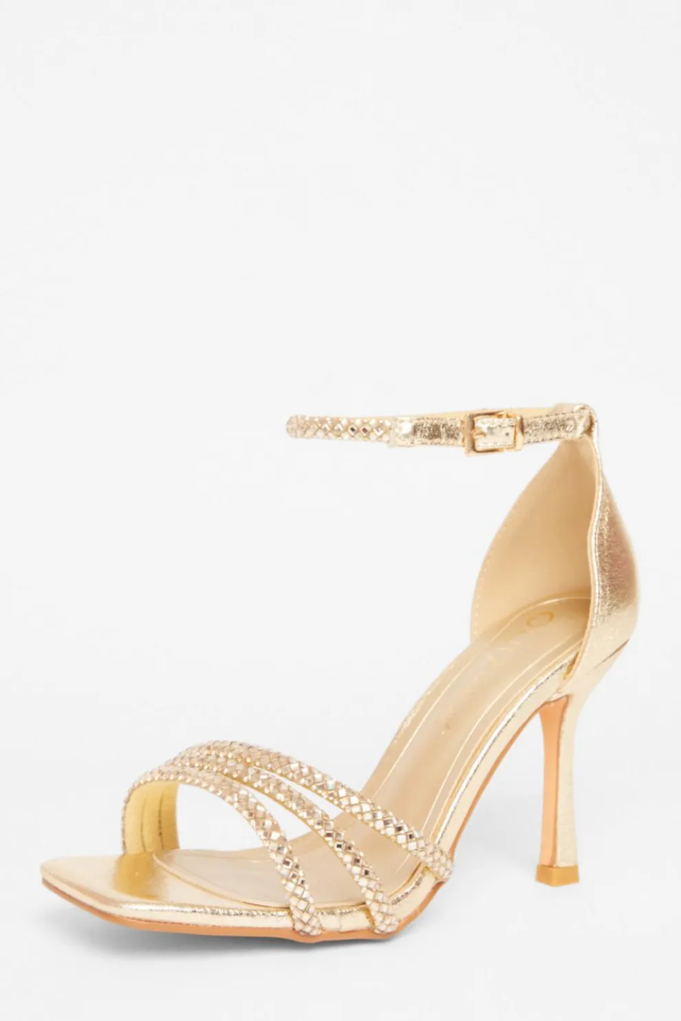 Wide Fit Gold Diamante Heels