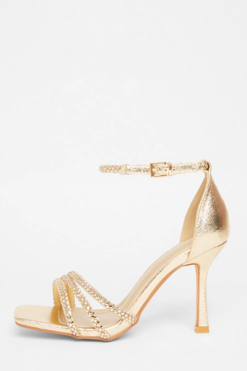 Wide Fit Gold Diamante Heels