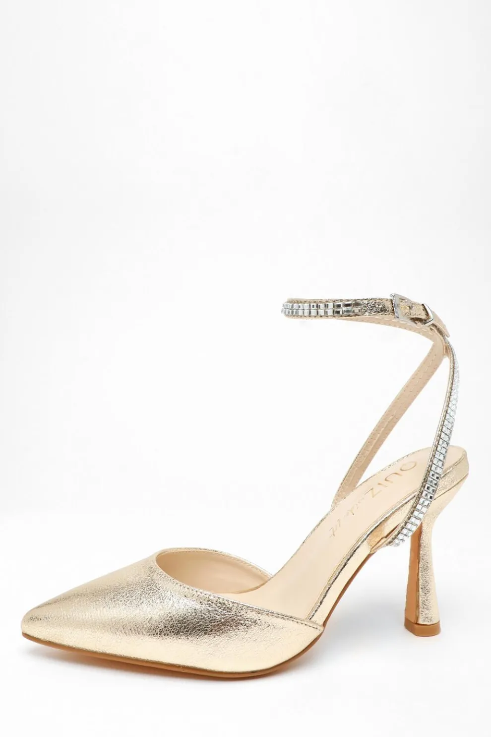 Wide Fit Gold Foil Court Heels