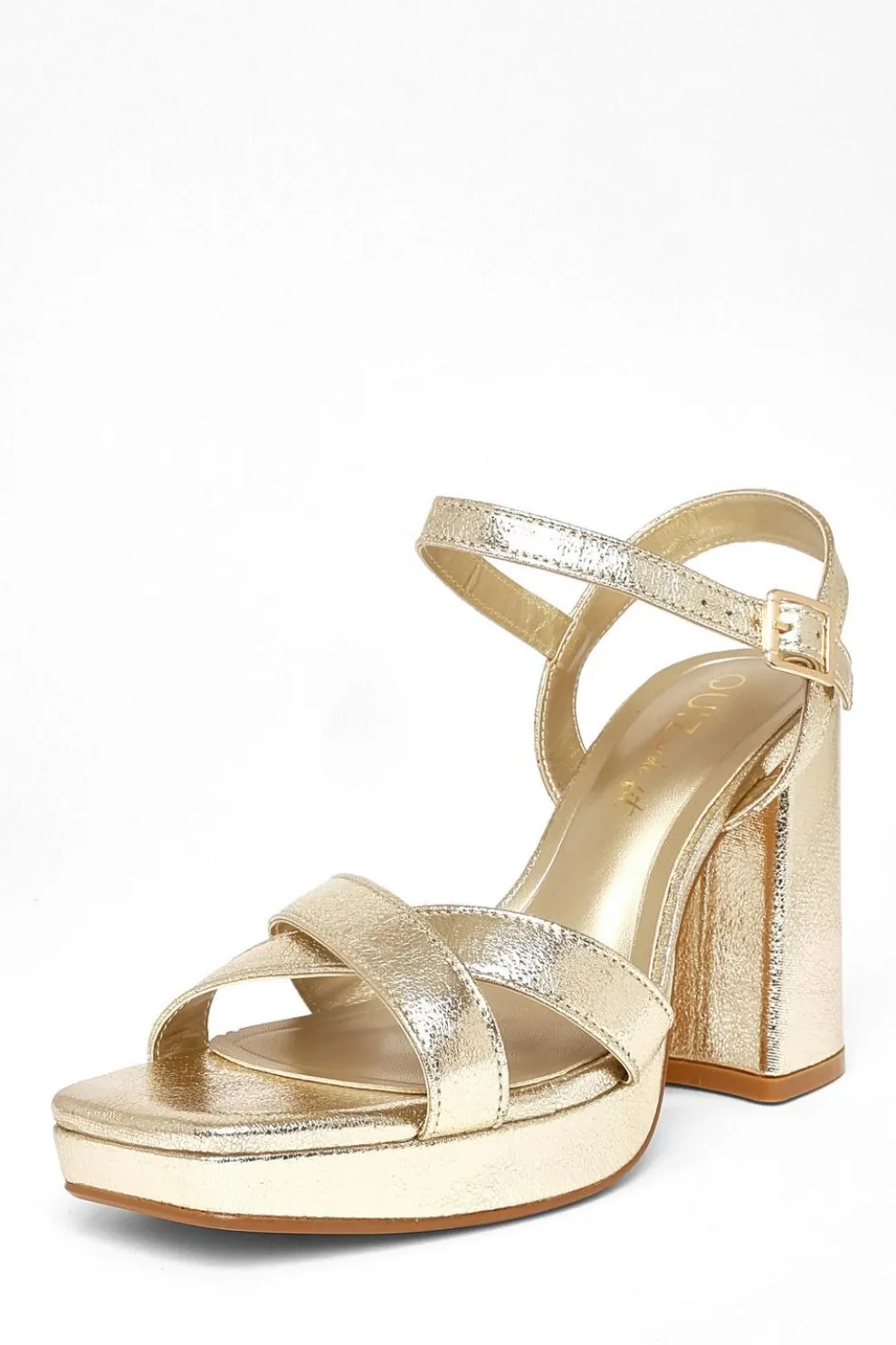 Wide Fit Gold Platform Heels