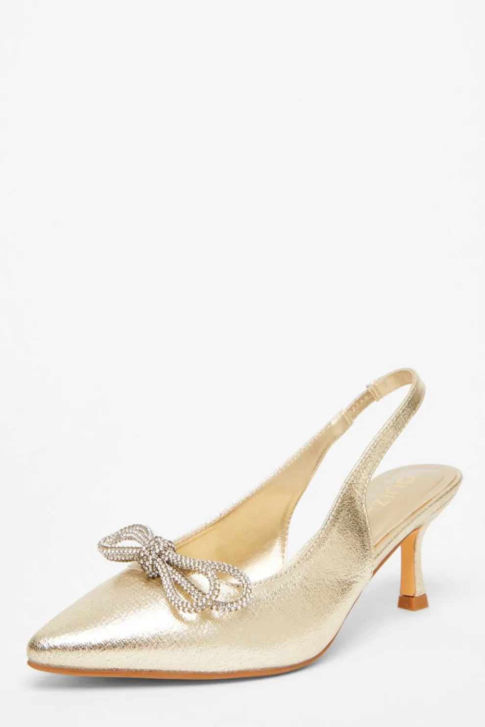 Wide Fit Gold Slingback Court Heels