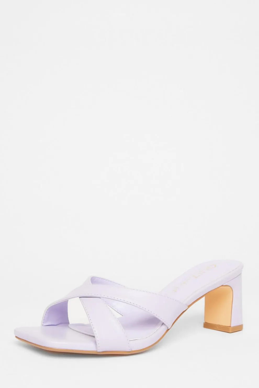 Wide Fit Lilac Cross Strap Mule Heels