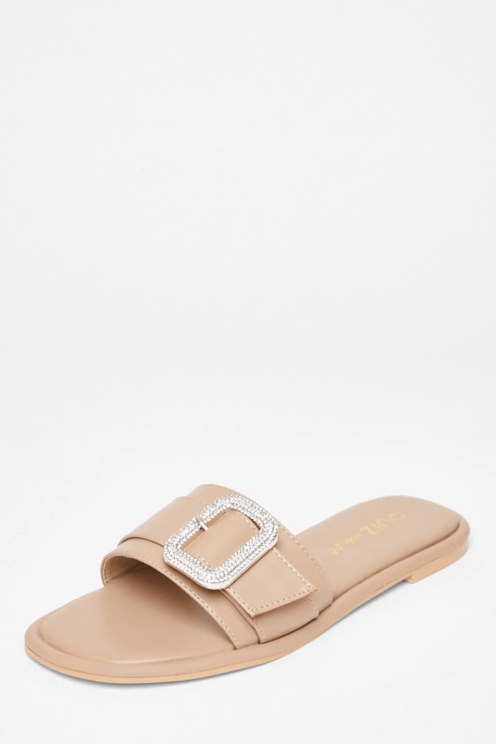 Wide Fit Nude Diamante Buckle Sandals