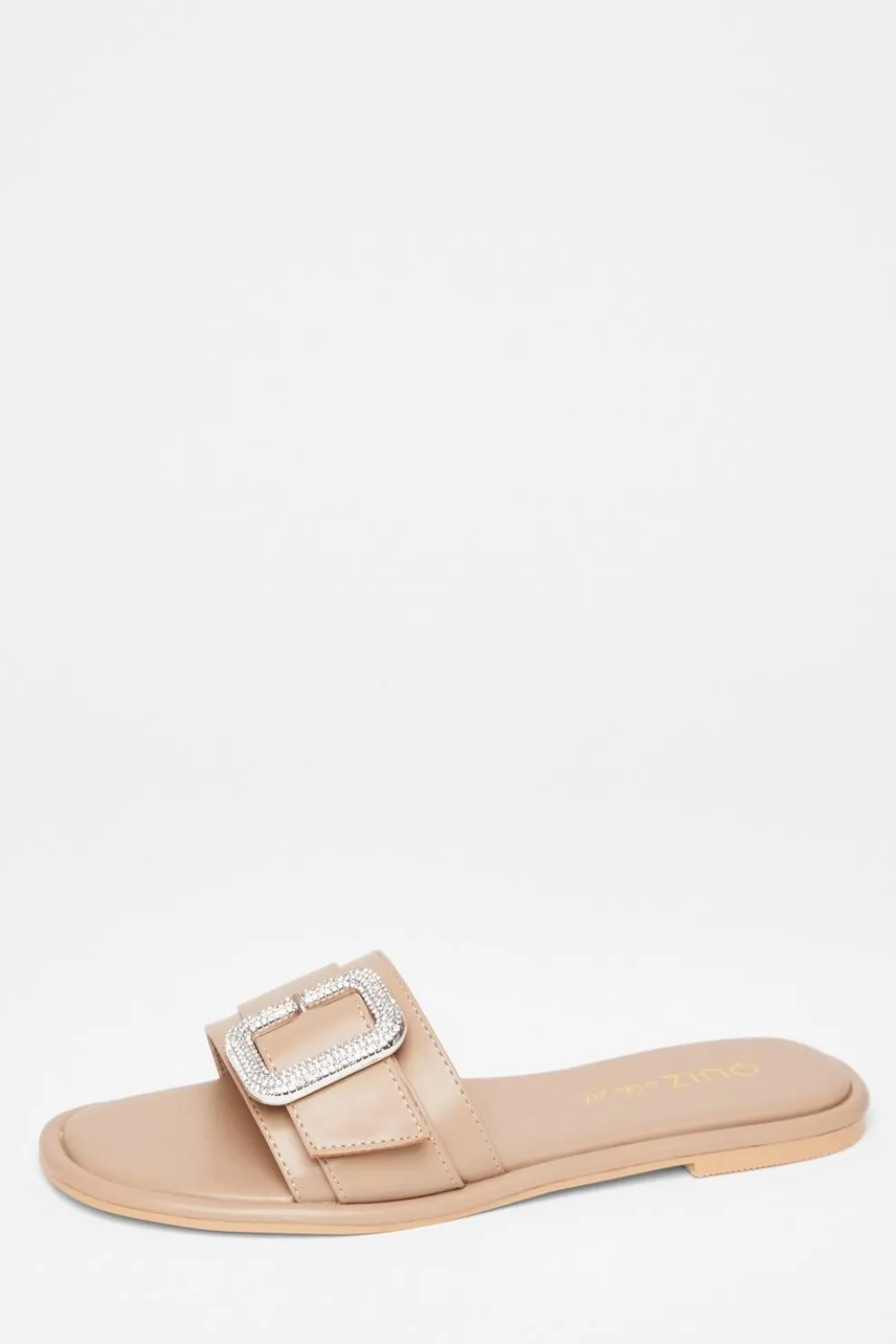 Wide Fit Nude Diamante Buckle Sandals