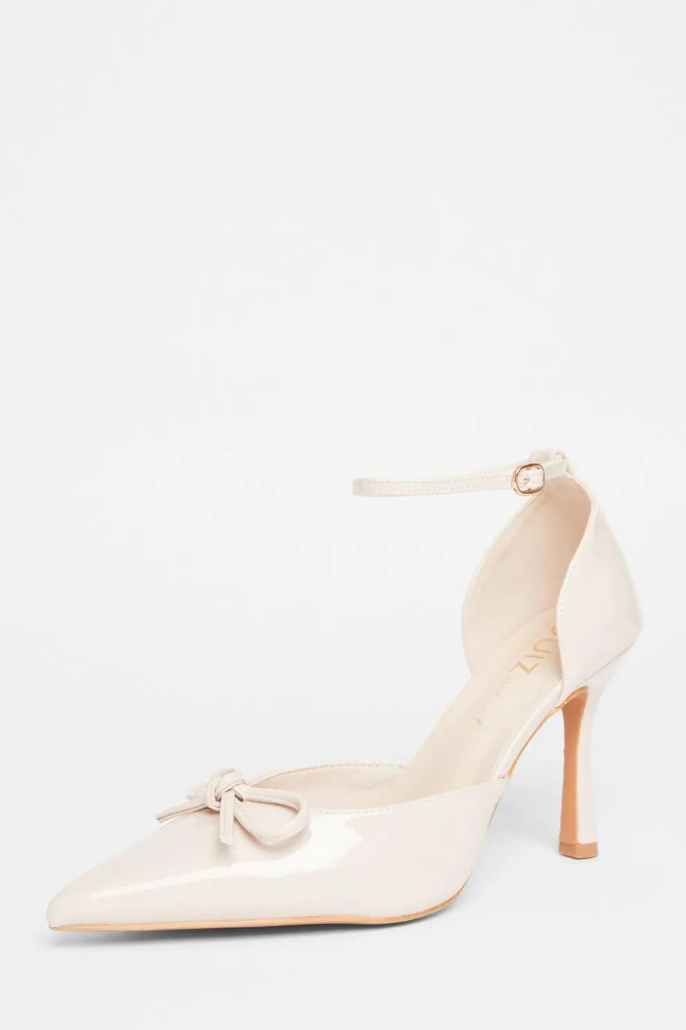 Wide Fit Nude Patent Bow Heels
