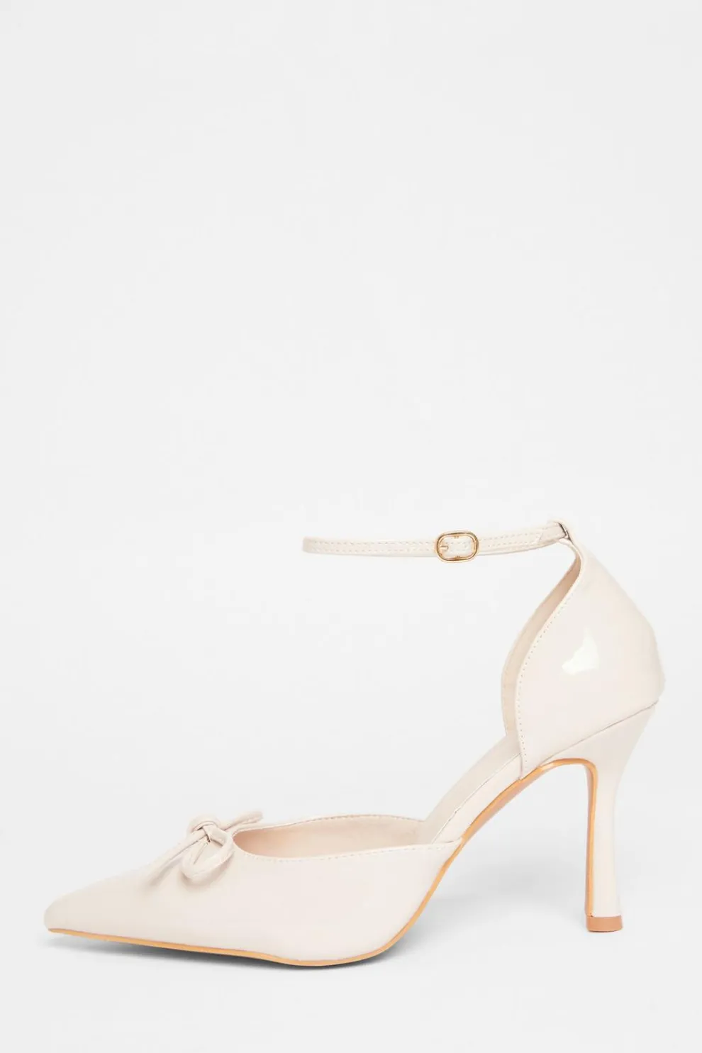 Wide Fit Nude Patent Bow Heels