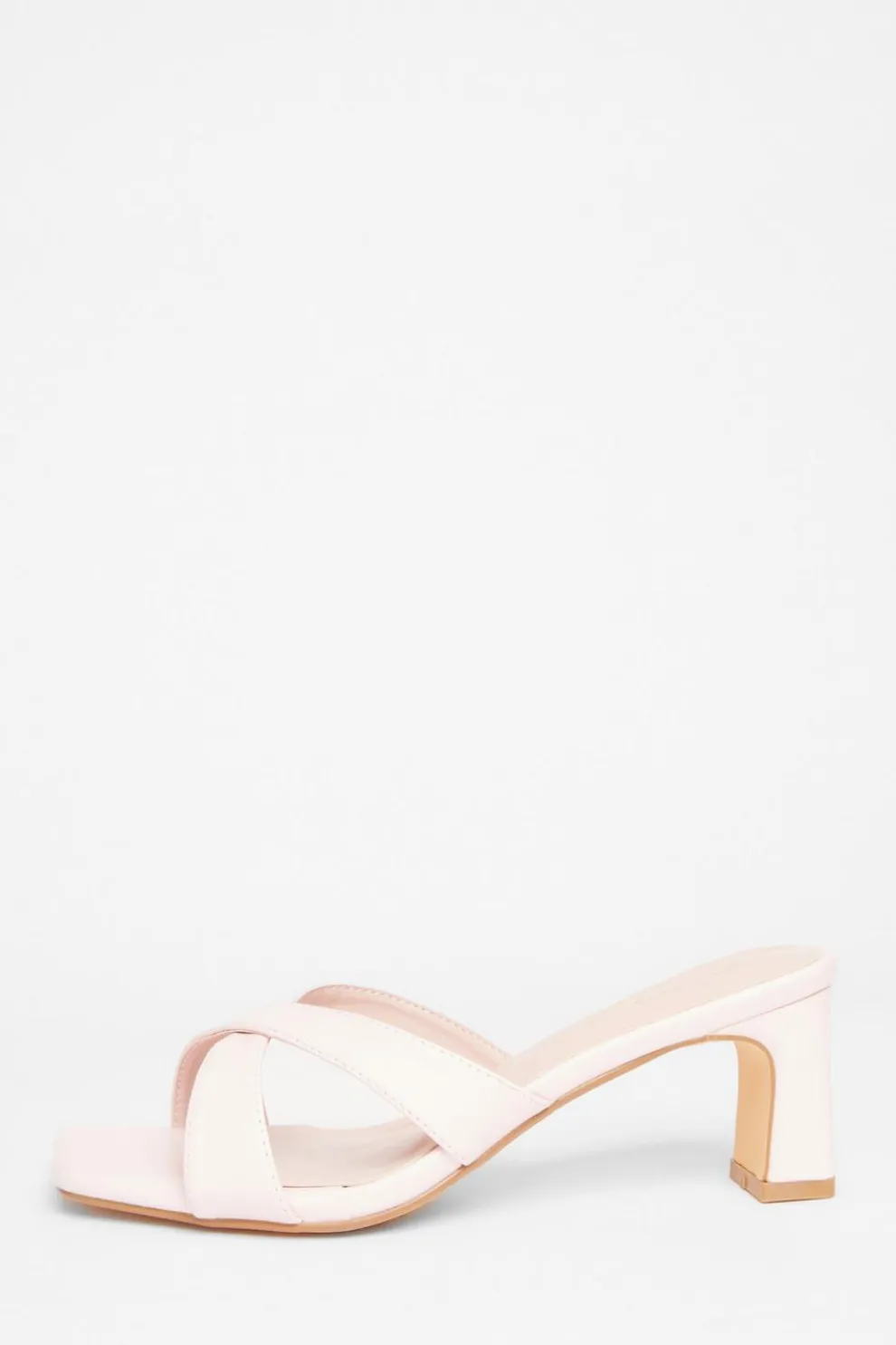 Wide Fit Pink Cross Strap Mule Heels