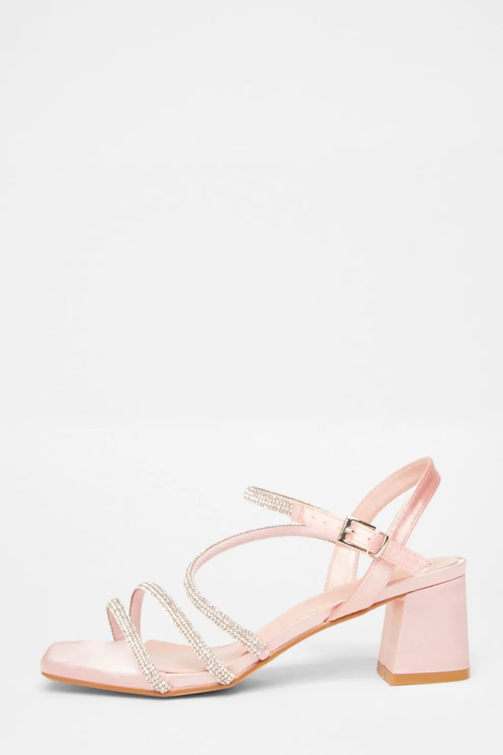 Wide Fit Pink Diamante Block Heels