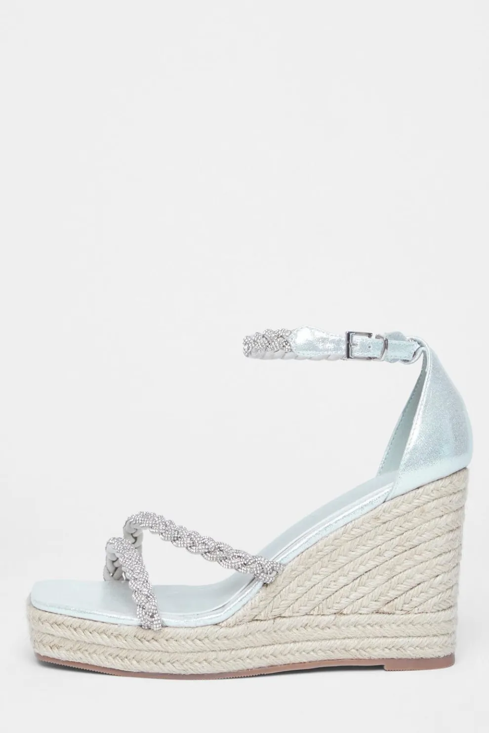Wide Fit Silver Diamante Platform Wedges
