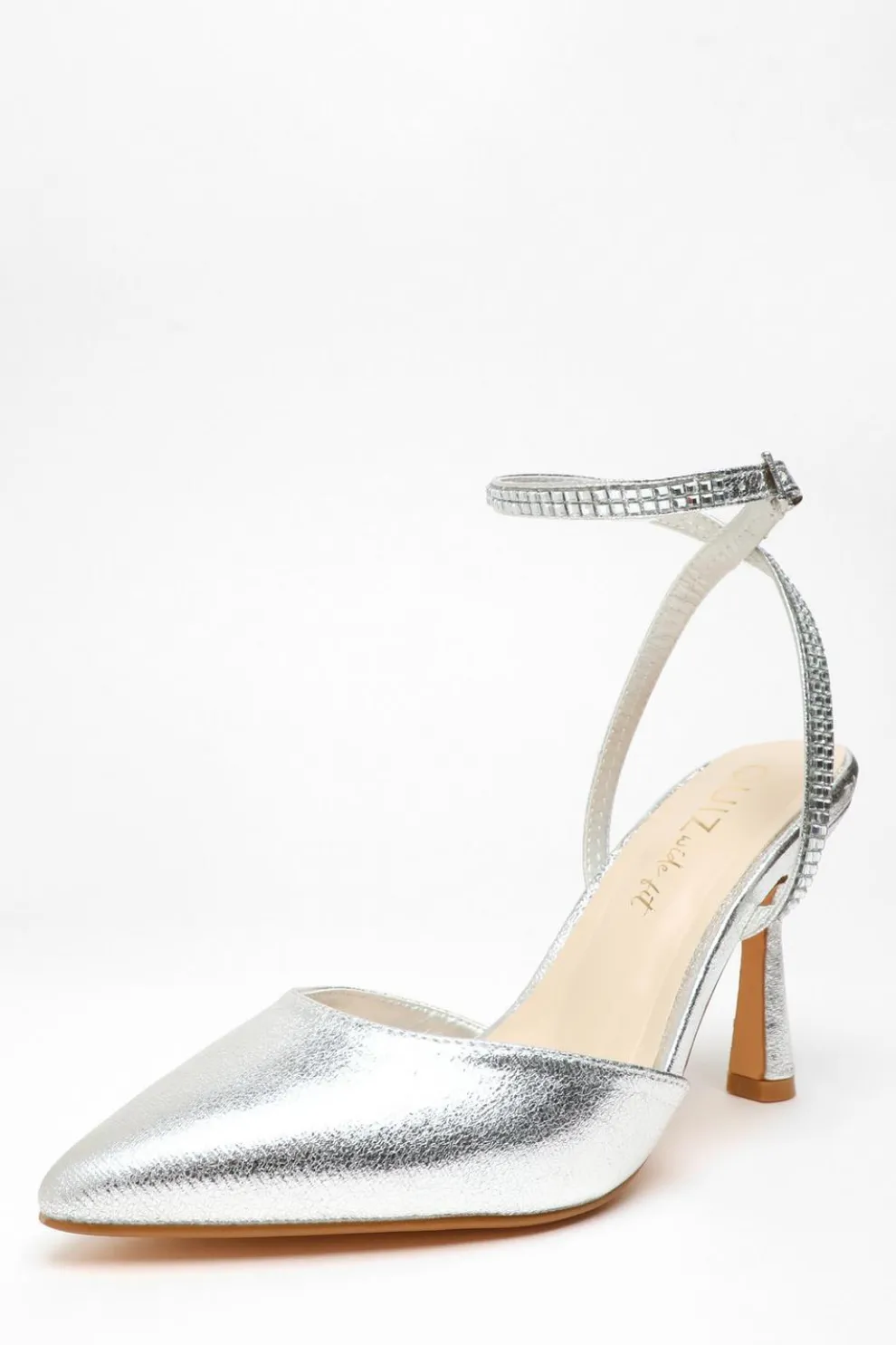 Wide Fit Silver Foil Court Heels