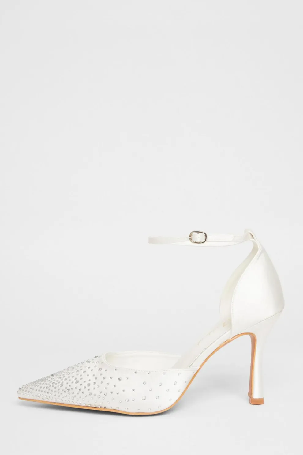 Wide Fit White Diamante Court Heels