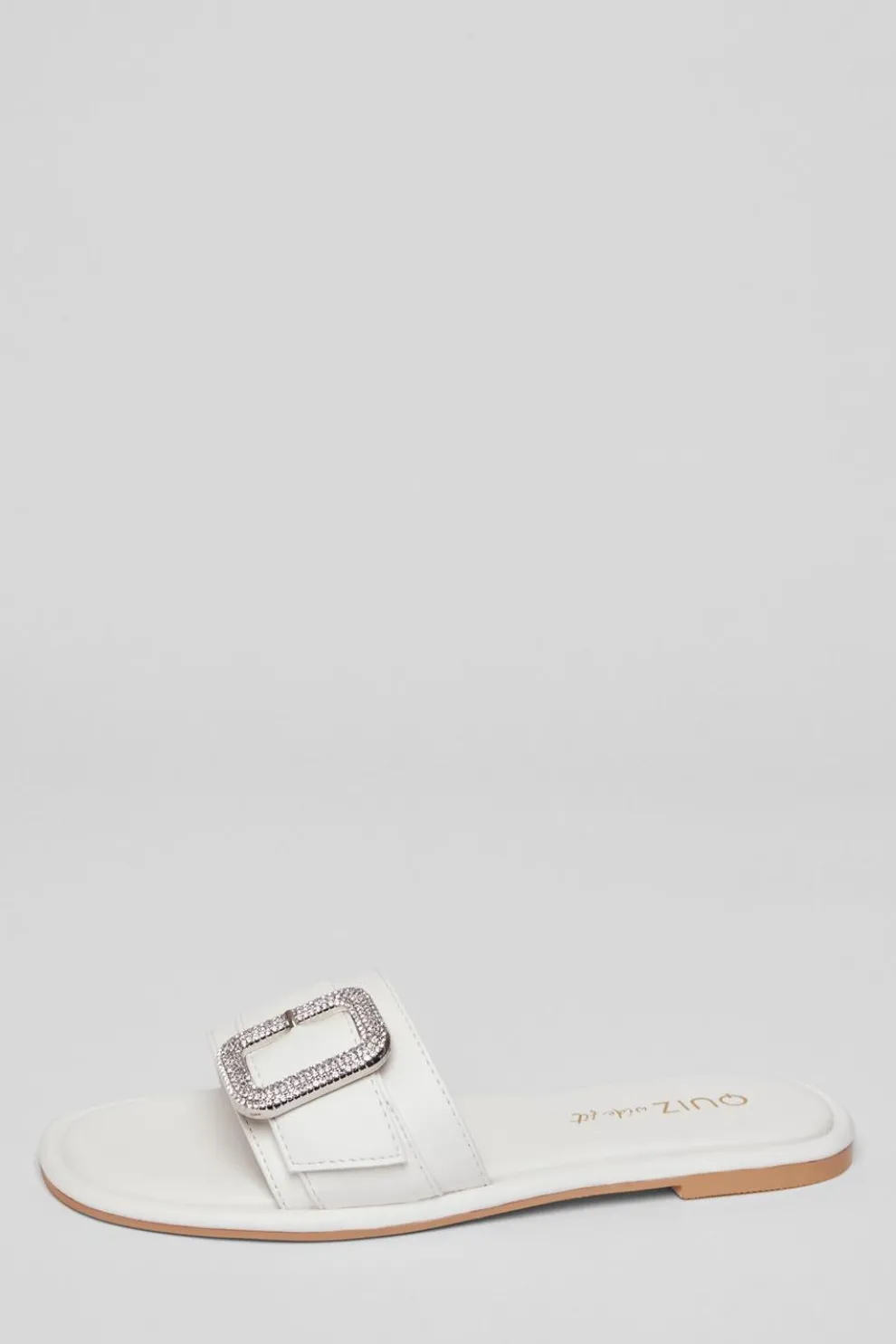 Wide Fit White Diamante Buckle Sandals