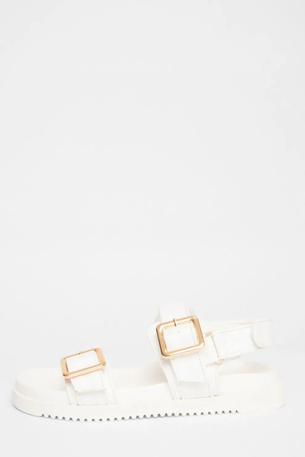 Wide Fit White Double Strap Sandals