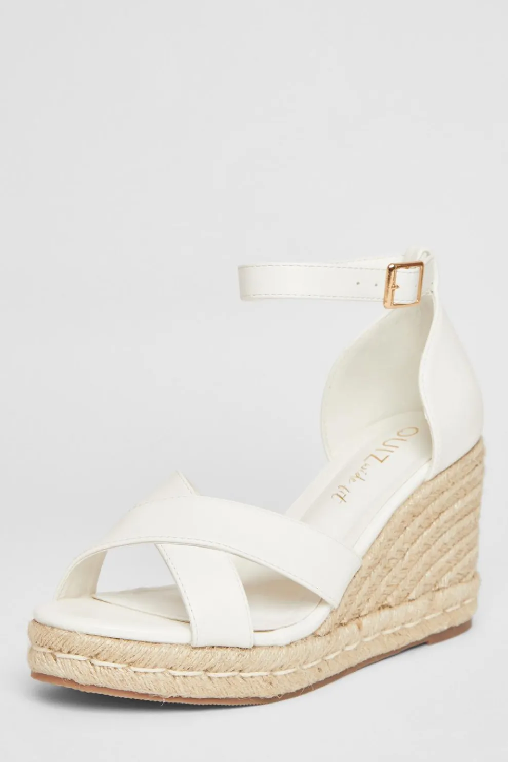 Wide Fit White Faux Leather Wedges