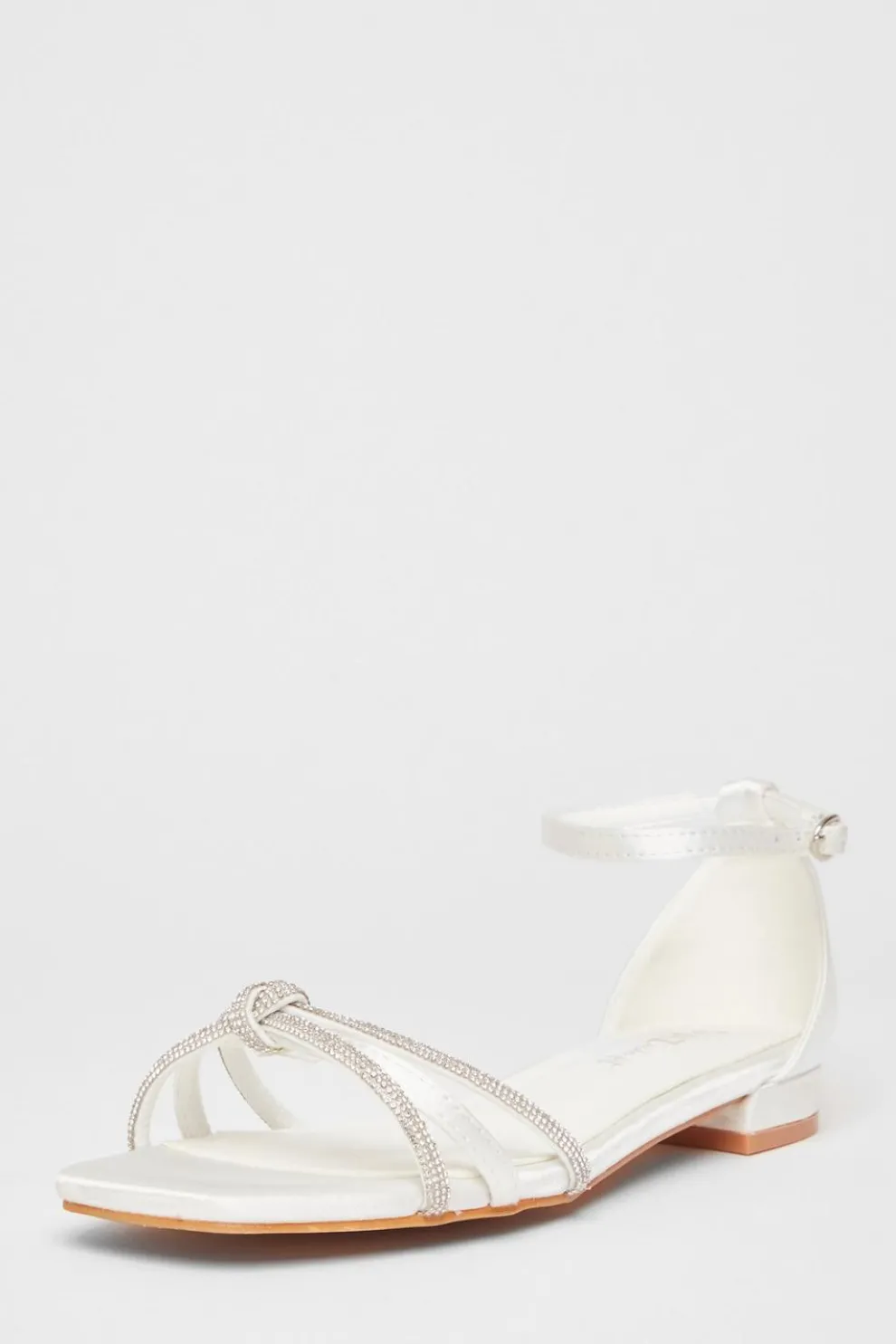 Wide Fit White Knot Front Sandals