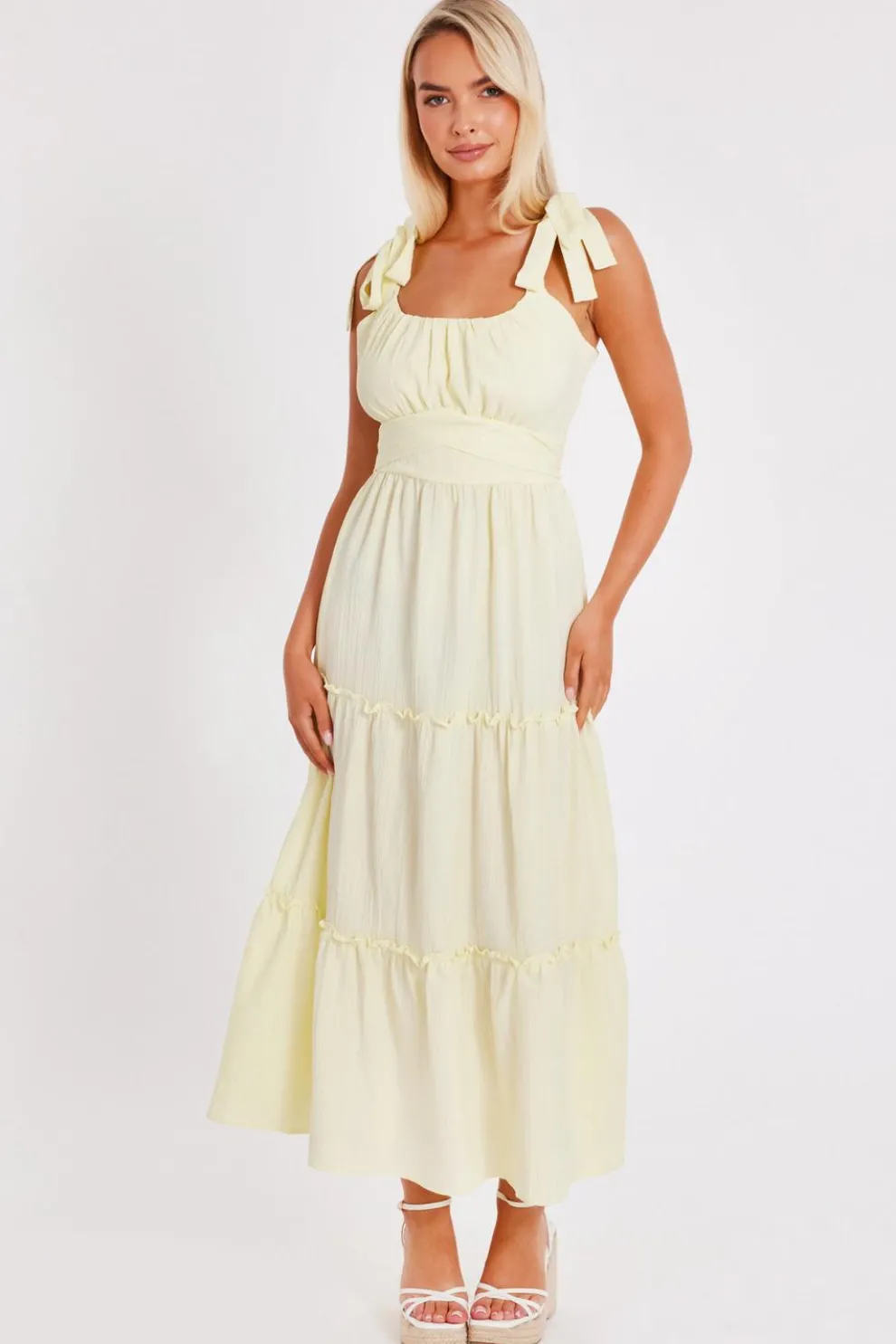 Yellow Crinkle Midaxi Dress