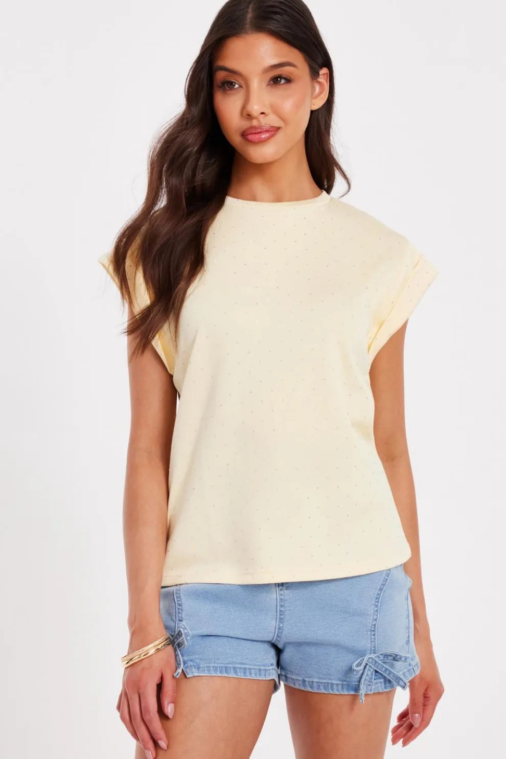 Yellow Stud Detail Top